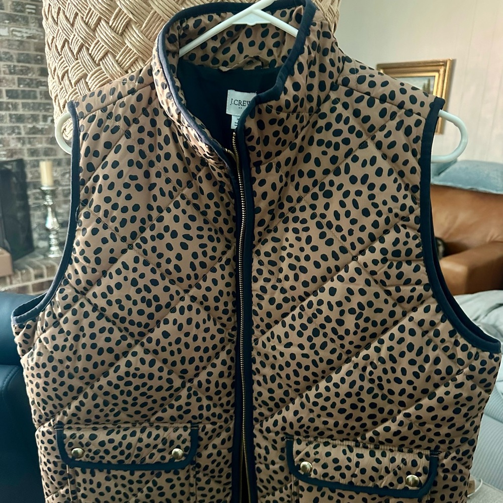 J Crew Leopard Print Quilted Vest